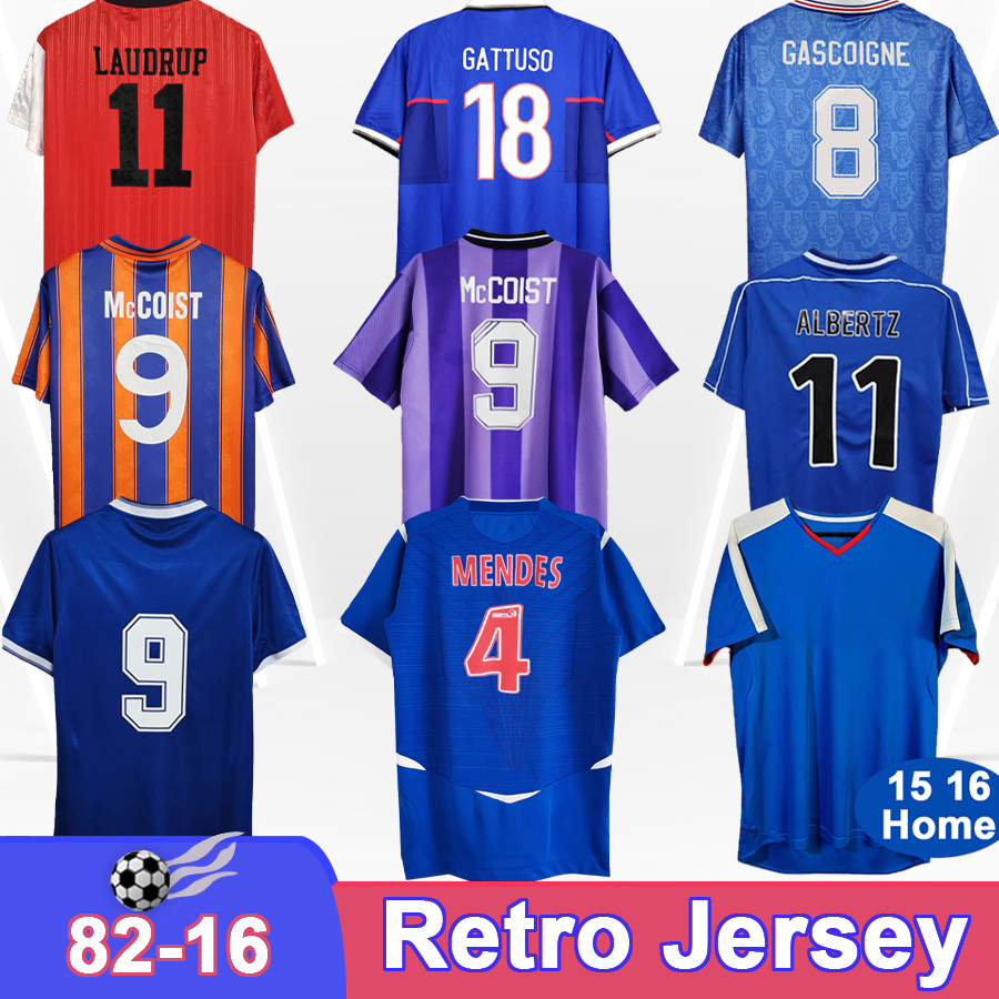 96 97 LAUDRUP Mens Soccer Jerseys RETRO ALBERTZ MCCOIST GASCOIGNE GATTUSO FERGUSON Home Away Football Shirt Short Sleeve Uniforms