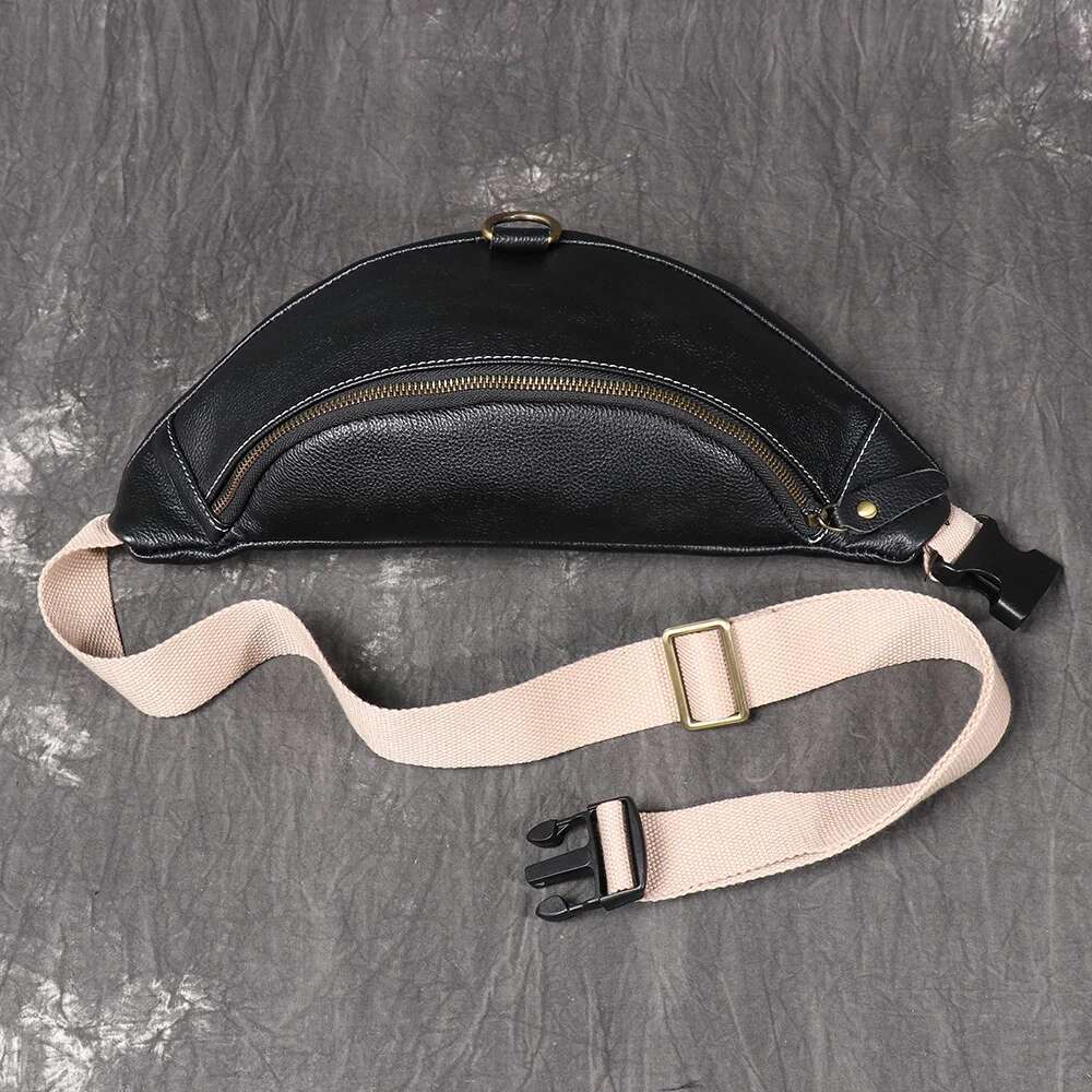 LUOKIR Unisex Genuine Chest And Toe Cover Layered Leather Casual Versatile Crossbody Large Capacity Mobile Phone Bag
