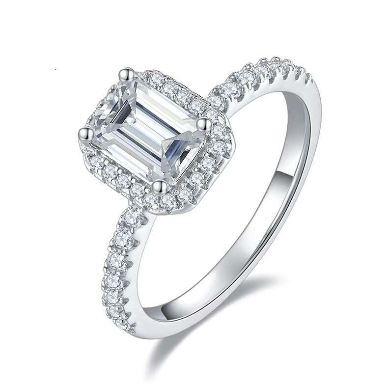 Moissanite Jewelry Vendors Promise 925 Sterling Silver Rectangle 1ct Moissanite Ring With Gra Certificate