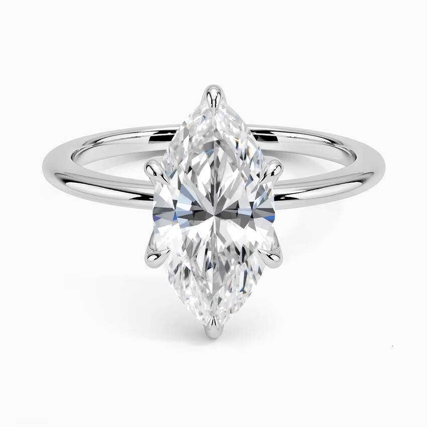 Classic Marquise Solitaire Ring 14k 18k White Gold Lab Grown Diamond for Wedding Engagement Fine Jewelry