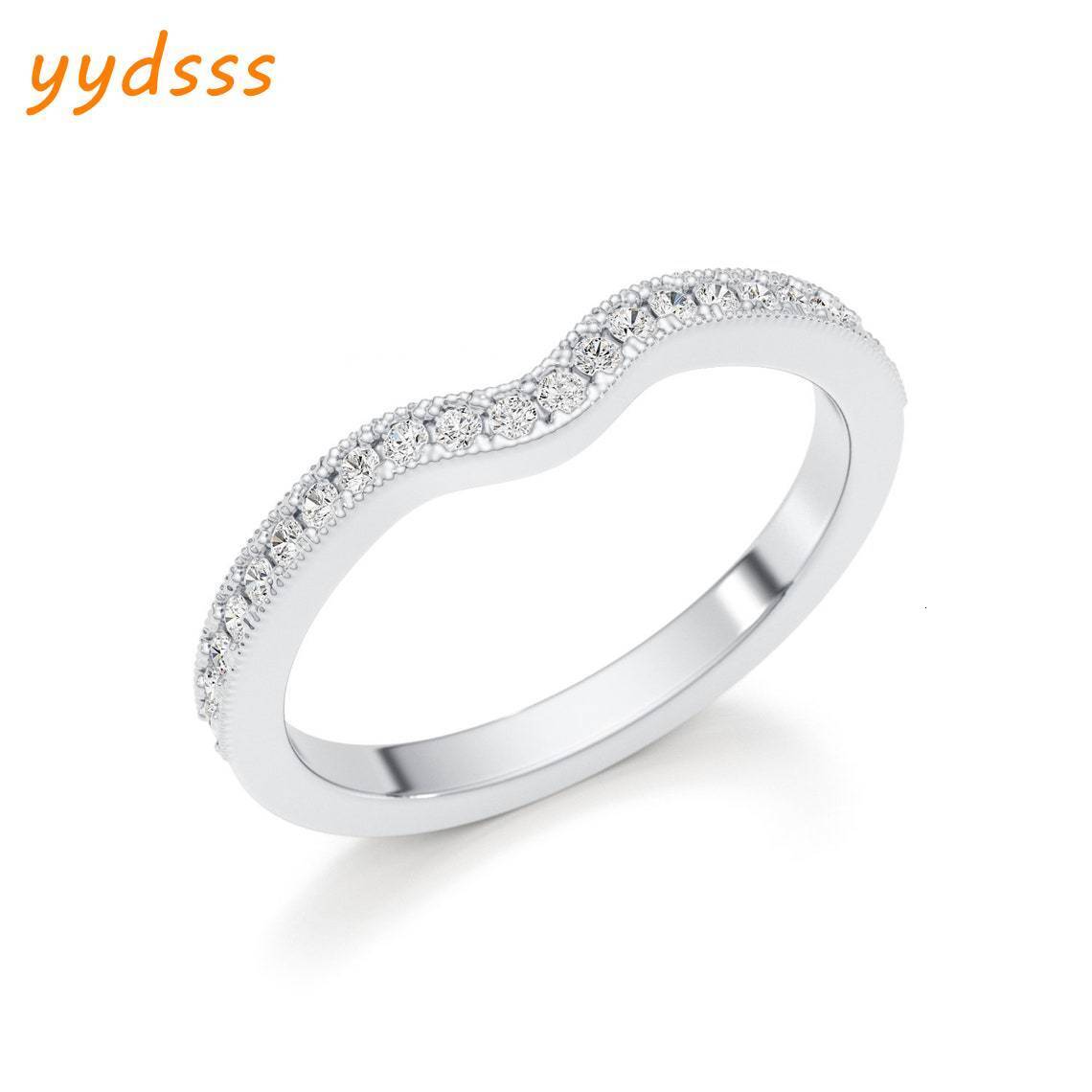 Jewelry 14K Solid Gold Chevron Trendy Lab Grown Diamond Half Pave Eternity Anniversary Ring Promise Women Stackable Ring Gift