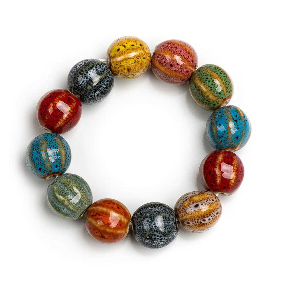 Colorful Unique Elastic Line Ceramic beads bracelets hand made DIY Artware Retro bracelet Jewelery CY119 J251125