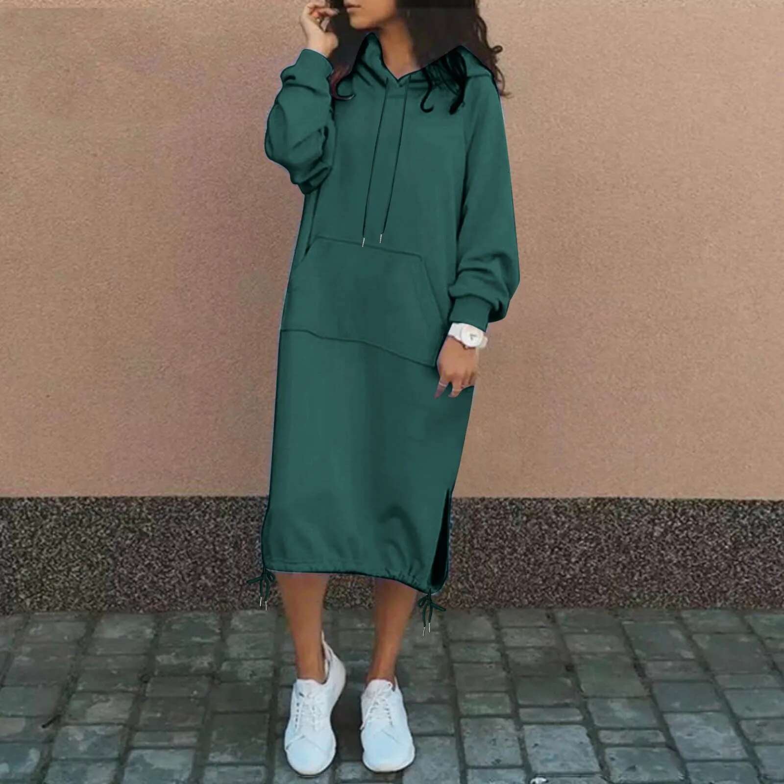 Dongdumaoyi Fashion Solid Sweatshirt Dress For Women O Neck Long Sleeve Casual Loose Femme Dresses New Office Ladies