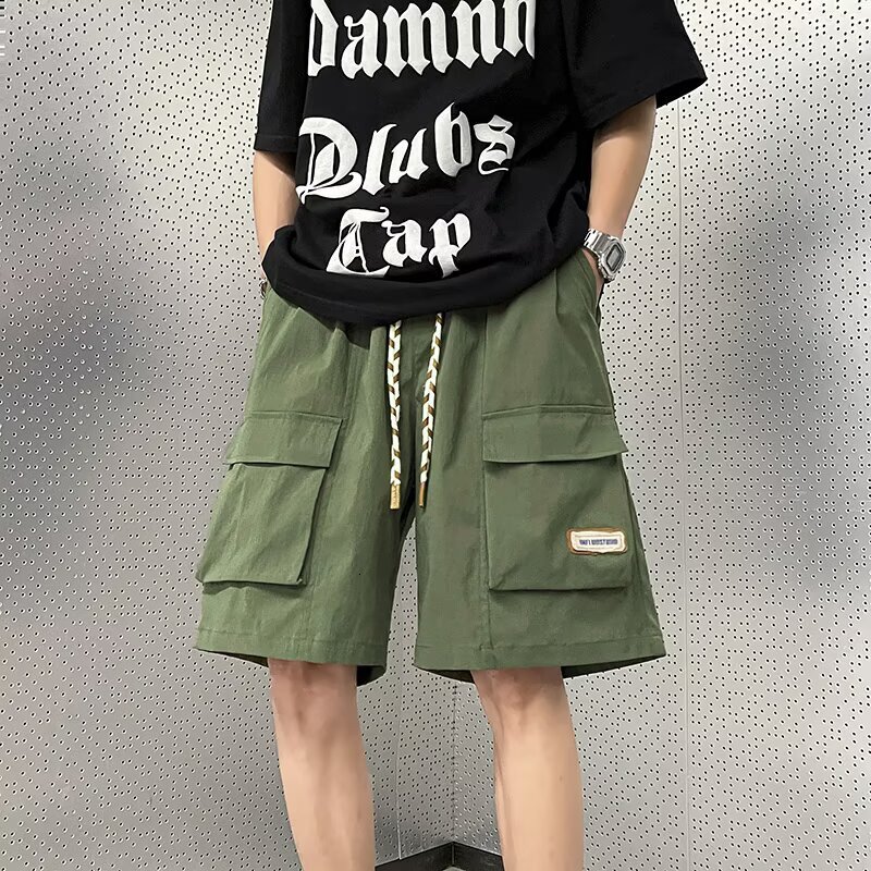 Men's workwear shorts for spring summer 2025 trendy brand loose mountain style sports and leisure men's five inch mid length pants trend