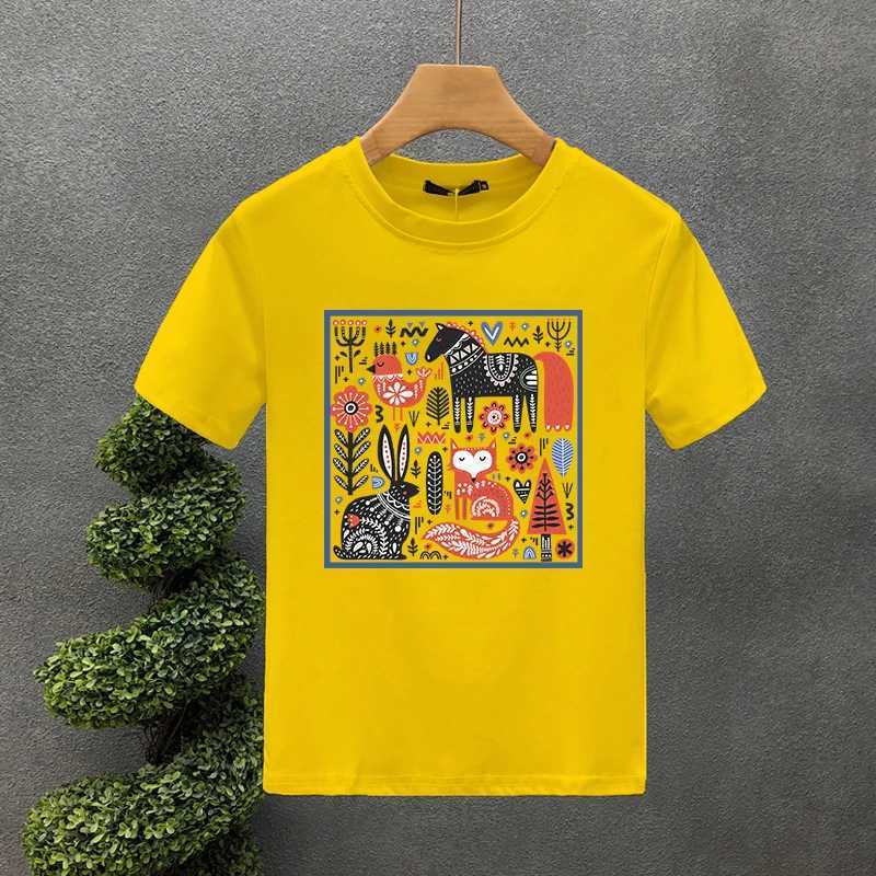 2019 Korean style luxury brand T-shirt 100% pure cotton hand-painted zoo printed T-shirt summer Harajuku womens short sleeved T-shirt W250425
