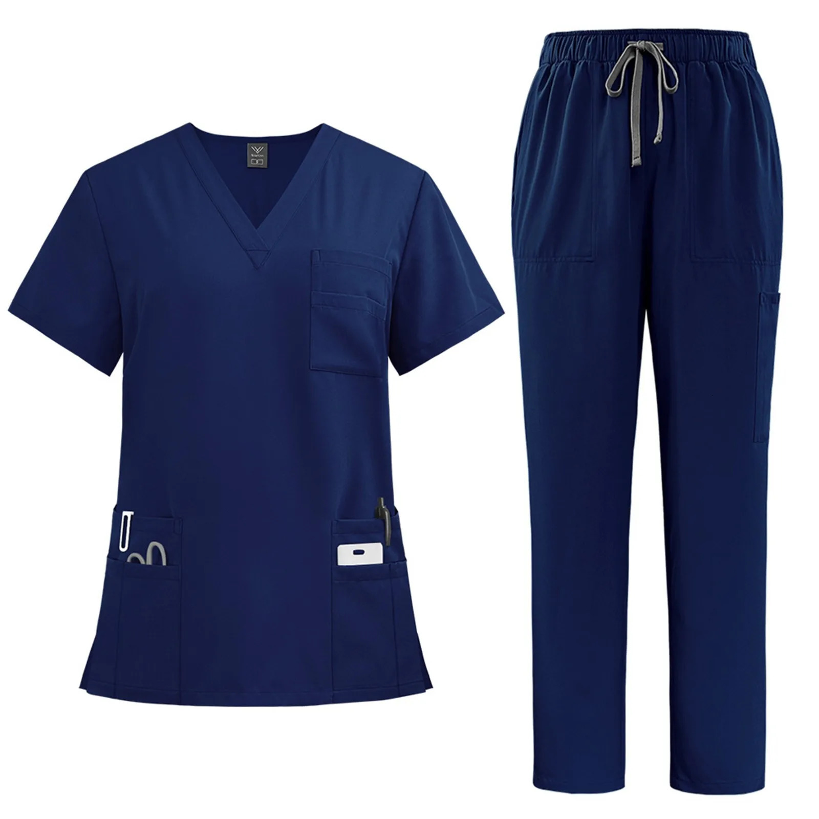Nurse Uniform 2Piece Workwear Scrubs Set Hospital Uniform Surgery Dentist Overalls Spa Clinical Beauty Work Wear 251106