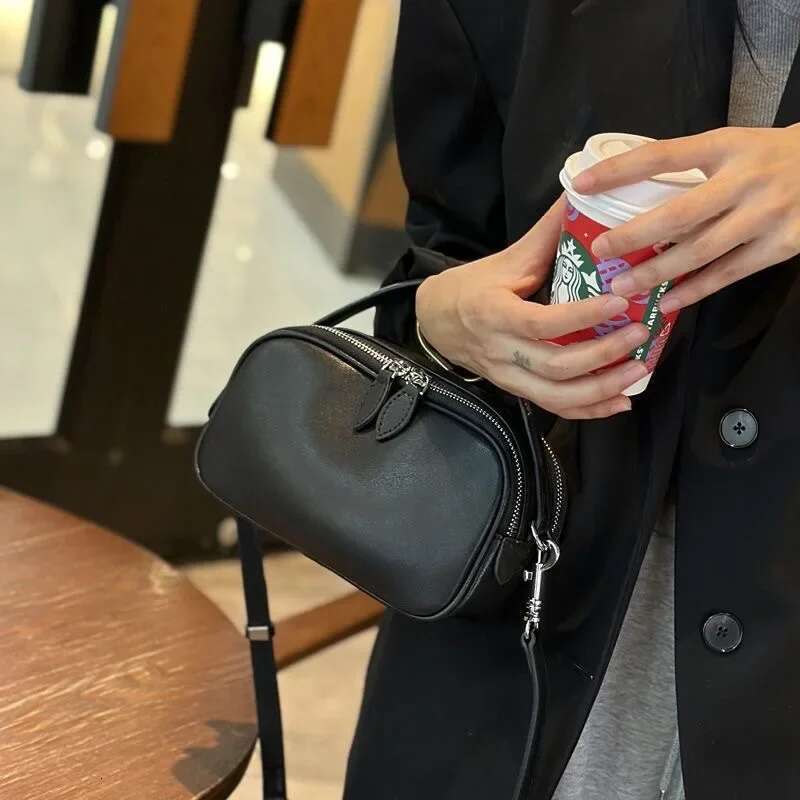 Designer Bag Summer New Style Genuine Single Shoulder Slant Cross Small Bag Double Zip Handbag Soft Cow Leather Casual Women's B
