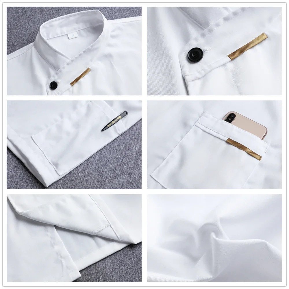 High quality chef waiter uniform short sleeved kitchen restaurant chef jacket breathable barber sushi clothing chef jacket 250418