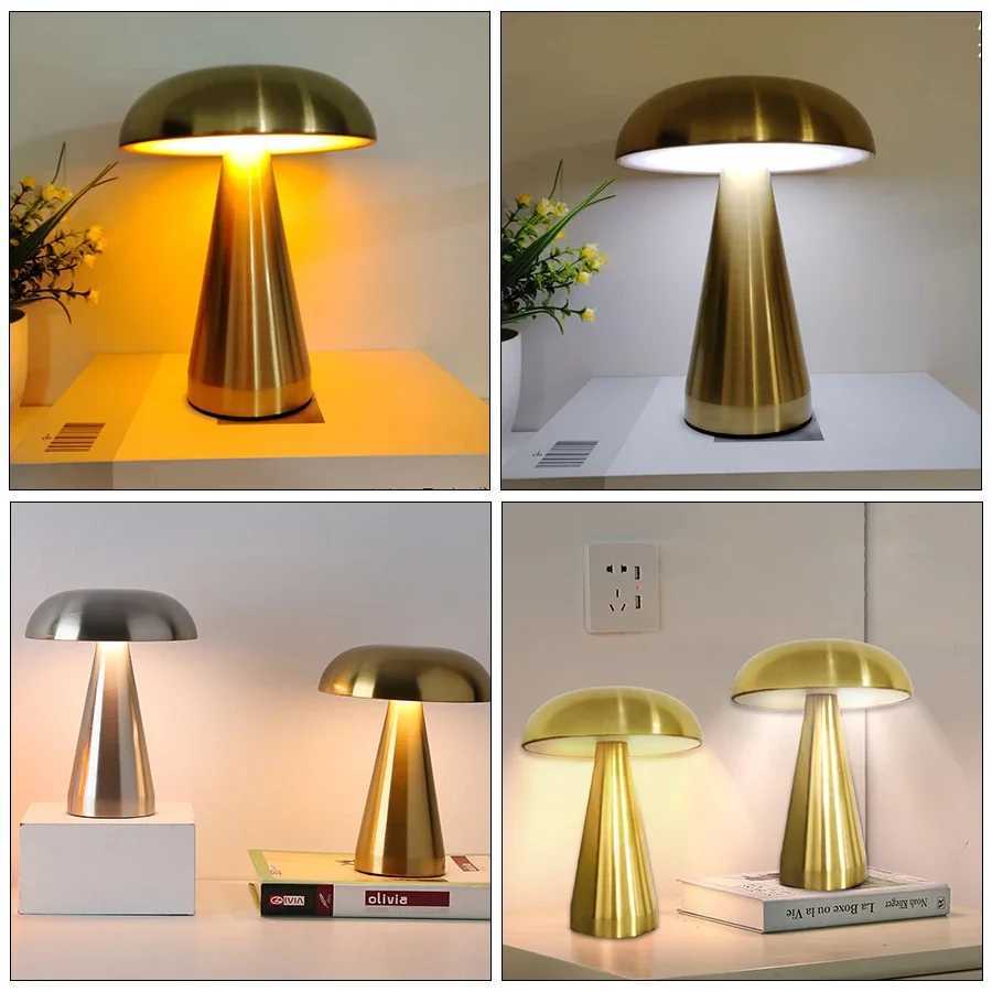 Led Mushroom Night Light Rechargeable Table Lamp Reading Lights for Bedroom Office Desk Restaurant Hotel Bar Decor Dimmable C251125