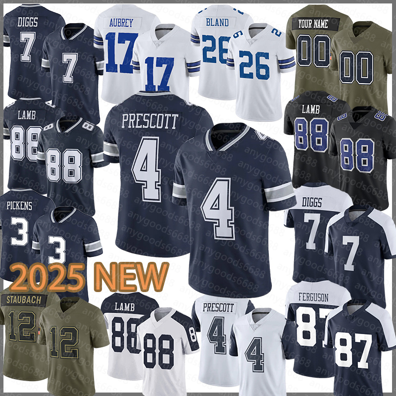 7 Trevon Diggs Football Jerseys 17 Brandon Aubrey 52 Tyler Booker 88 CeeDee Lamb 12 Roger Staubach 3 George Pickens 26 DaRon Bland 87 Jake Ferguson 60 Guyton Man