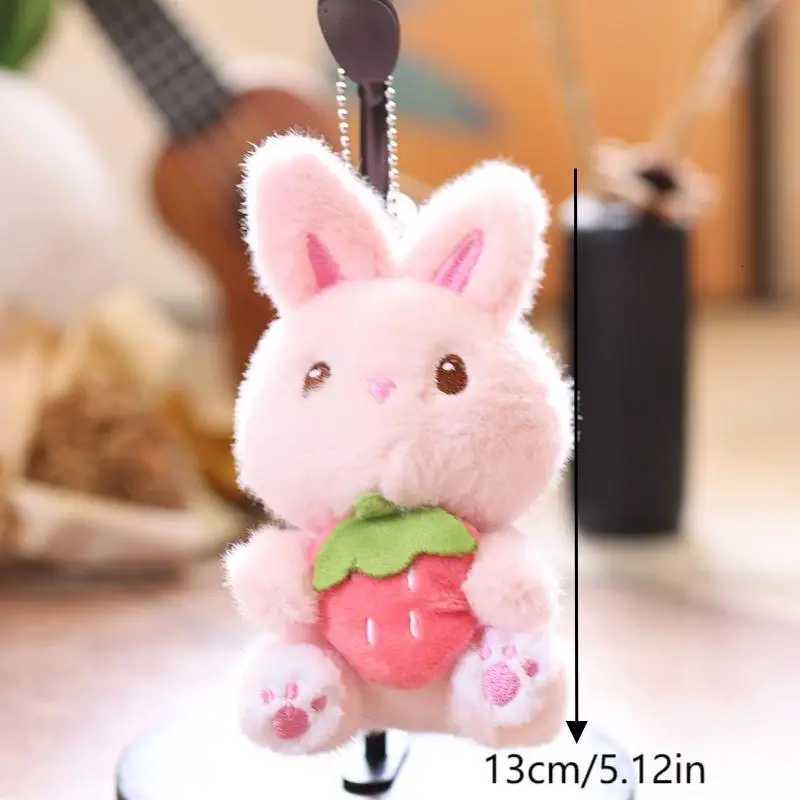 Lovely Strawberry Bunny Plush Doll Keychain Cartoon Hanging Decor for Student Backpack Bag Pendant GiftXJ251125