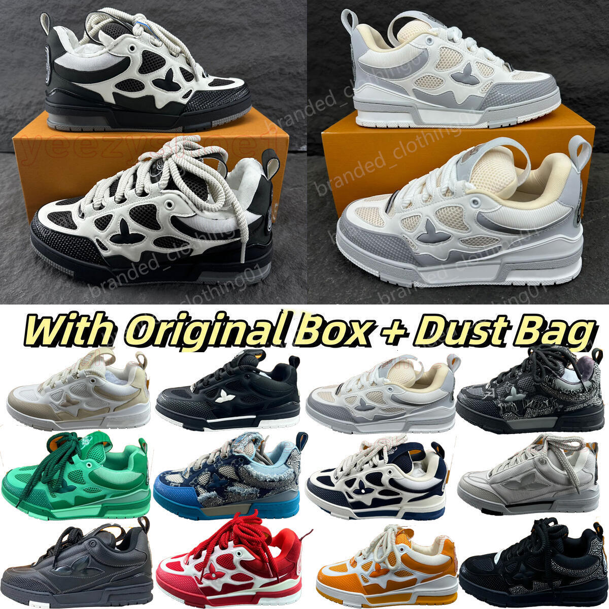 Casual Designer e t shoes Men Sneakers Rubber Platform Trainers Genuine Leather Sneaker Multicolor Luis Vuton Skate Shoes Fashion Running Shoe Size38-46 490