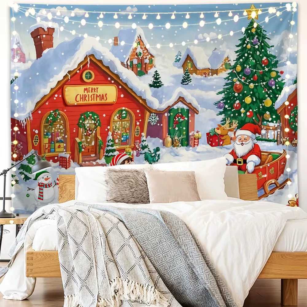 2025 Christmas Tapestry Christmas Decoration Christmas Banner Arctic Village Photo Booth Background Christmas DecorationM251125