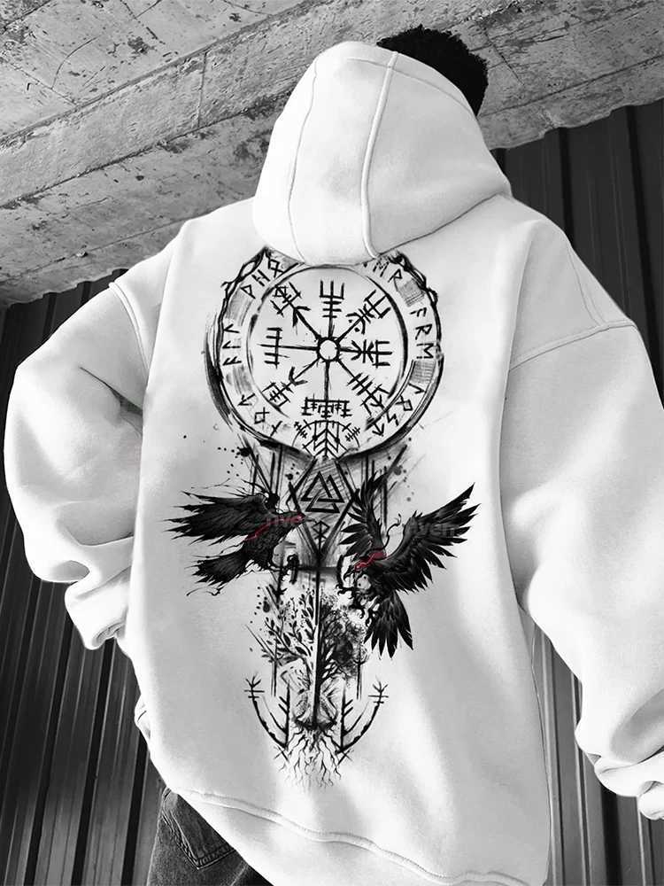 Viking Totem Printed Hoodie Cotton Fce Mens Loose Casual Eagle Super Cool Hoodie Mens Hoodie Sportswear w250425
