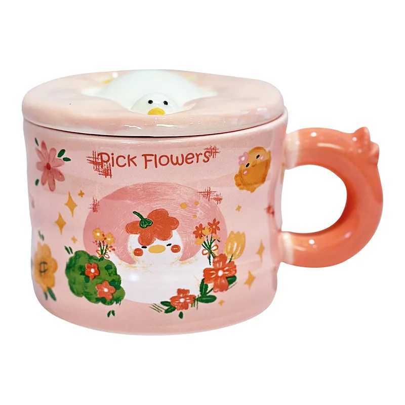 Cute Duck Ceramic Cup Cute Ceramic Cup With Lid Funny Cups of Coffee Beer Mugs Drinkware Mug Personzed Gift Christmas Tea Bar Y251125