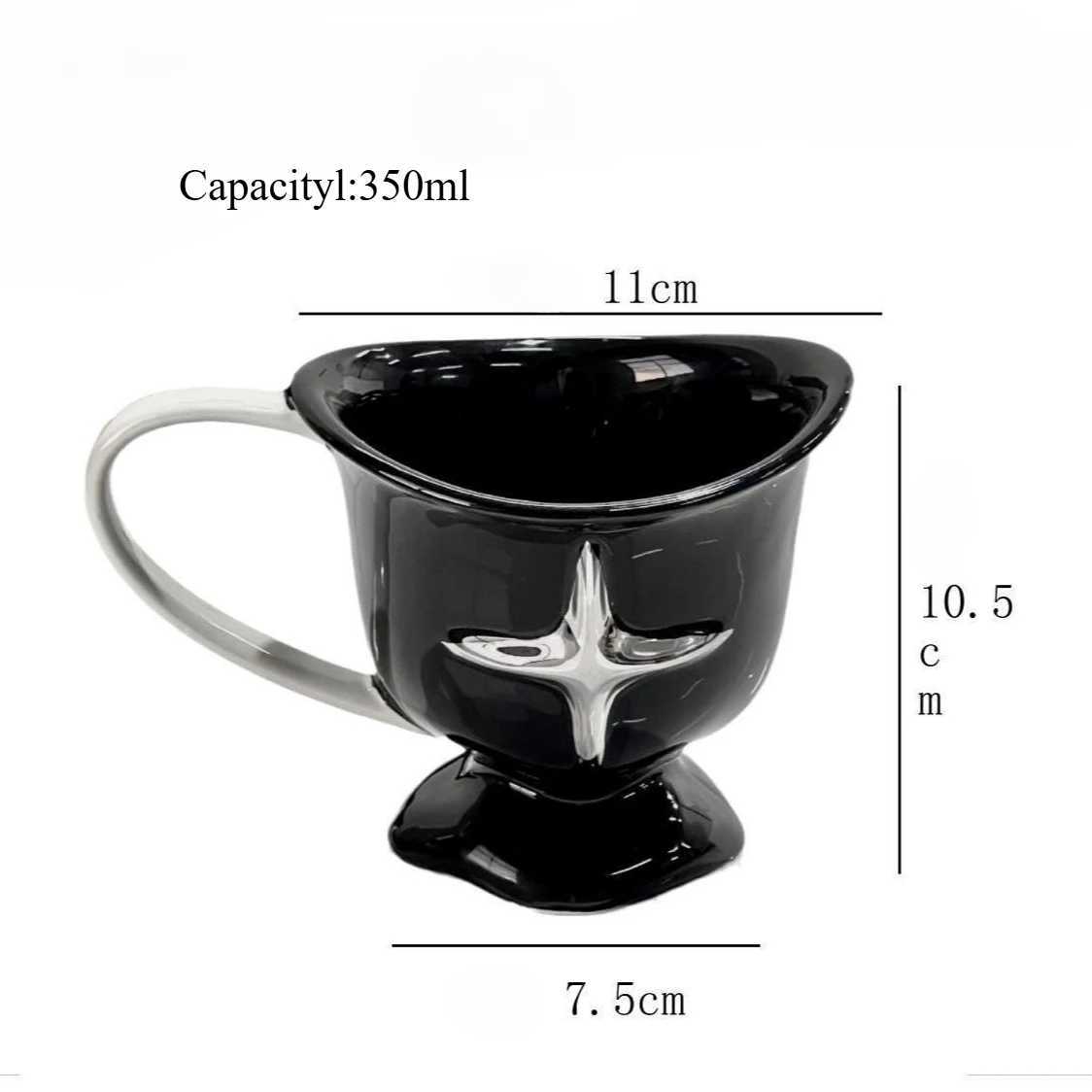 Minimst Four Star Mug Cup Multi Functional Breakfast Oat Cup Desktop Ceramic Decorations Coffee Shop Dessert Container Y251125