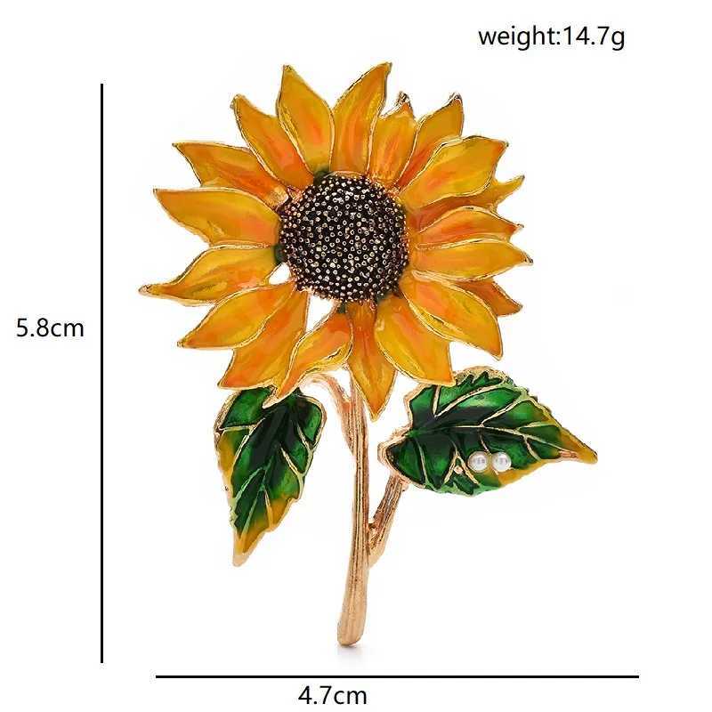 Wulibaby Beautiful Sunflower Brooches For Women Unisex Yellow Charming Enamel Flower Party Office Brooch Pins Gifts J251125