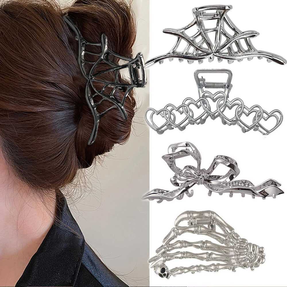 New Spider Web Metal Hair Crab Clip Alloy Halloween Hair Claw ClipT250425