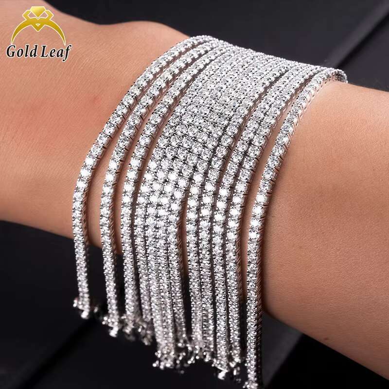 Jewelry 925 Sterling Silver Necklace Wholesale Men Iced Out 3-5mm D Color Diamond Link Chain Moissanite Tennis Necklace