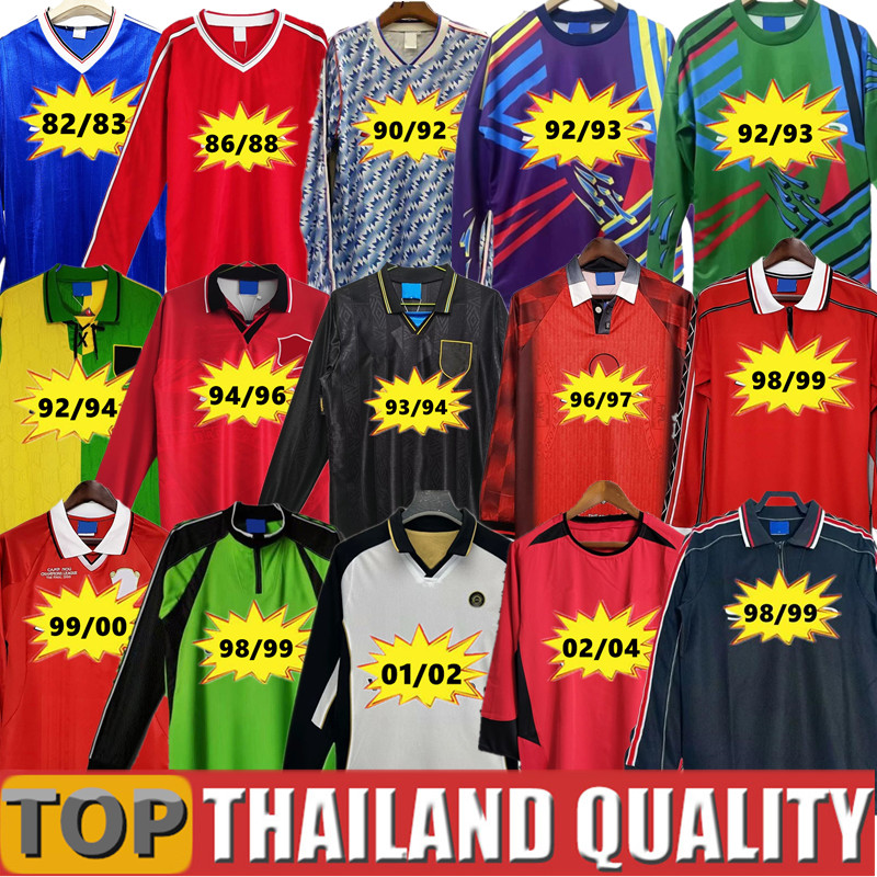 Retro long sleeve 82 84 86 88 90 92 94 96 97 98 Soccer Jerseys 2000 2002 2004 2006 2009 Vintage football shirt Classic CANTONA KEANE SCHOLES ROONEY COLE CARRICK kids kit