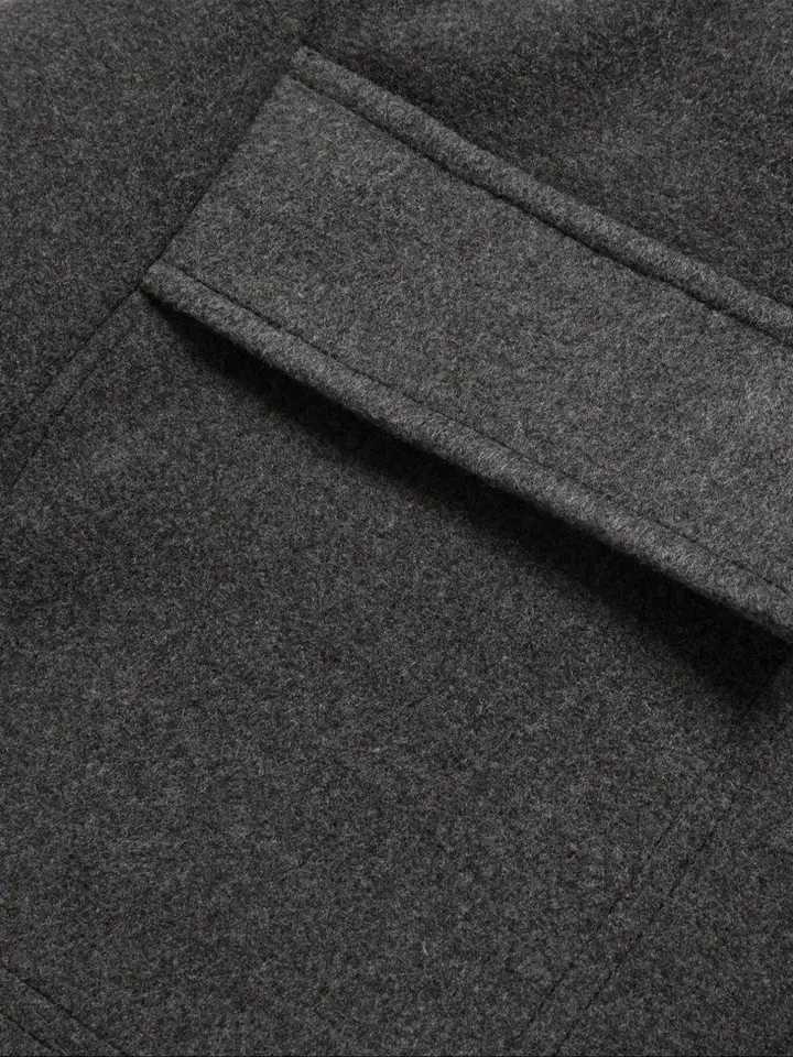 Mens Woolen Overcoat Long Sleeve Solid Casual Jacket with Pockets Comfortable Daily Wear Business Sports FashionT251125