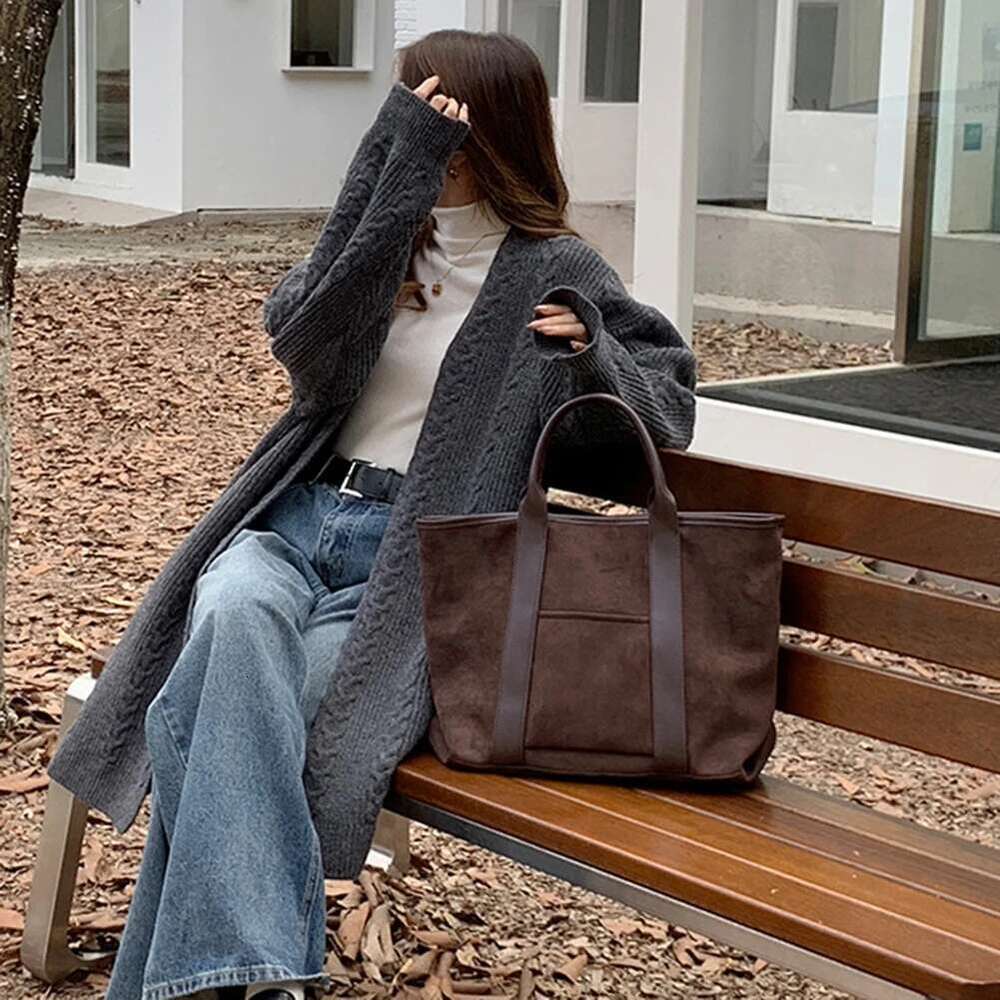 Designer Bag Vintage Suede Large Capacity Handbag Simple All-Match Fashion Korean Chic Tote Bags Design Casaul Commute Handbags Women