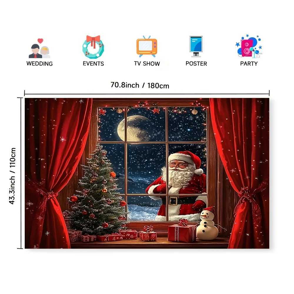 Festive Santa Claus and Snowman Christmas Tapestry - Polyester Holiday Wall Decor for Winter Wonderland ThemeM251125