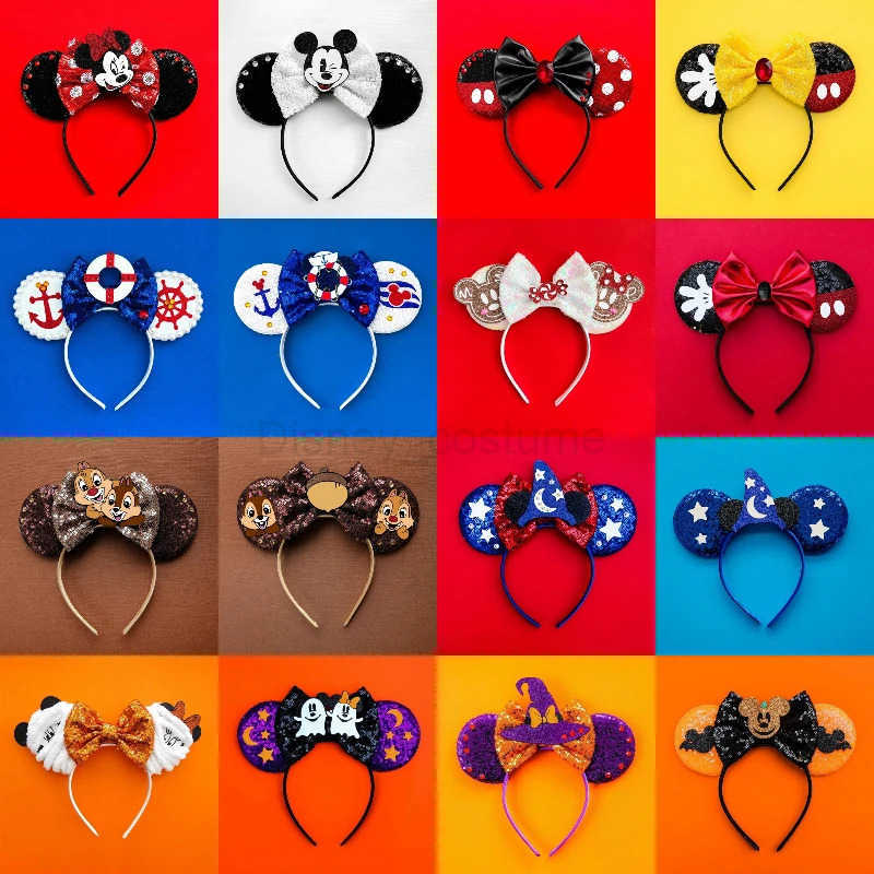 Disney Cute Lilo Stitch Girl Hair Band Anime Leaf Ear Headband Childrens Disney Angel Hair Accessories Womens Glitter Bow Headwear X250425