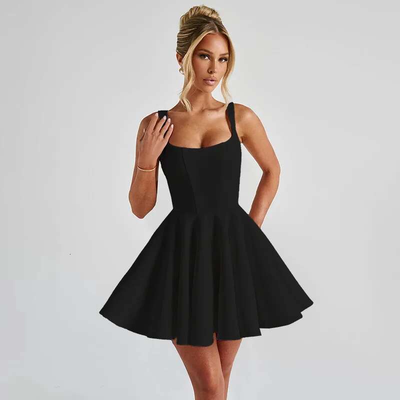 Dongdumaoyi Townlike Waist Wrap A Line Dress Women Spaghetti Strap Mini Spring Summer Nightclub Sexy Party Dresses