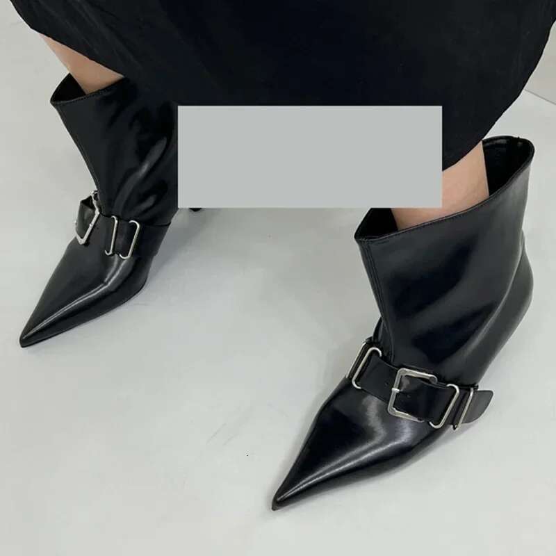 Pointed Toe Women Ankle Designer Fashion Heels Shoes New Sexy Gladiator Boots Pumps Goth Femme Zapatos