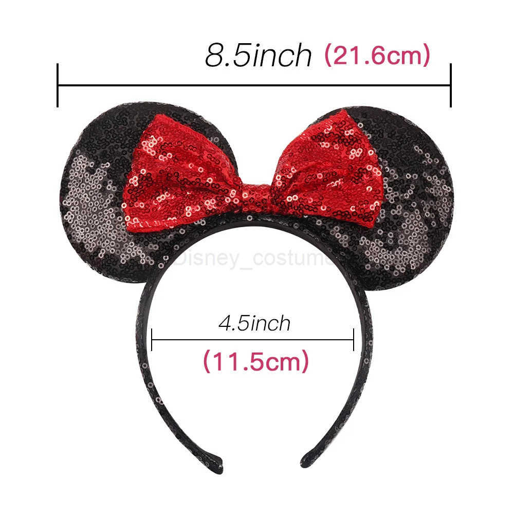 Disney Mickey Minnie Ears Bow Headwear Headband Holiday DIY Hair Accessories Hair Christmas Glitter Hair Bow Female Gift X250425