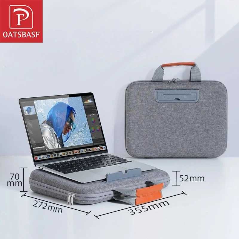 Oatsbasf 2 in 1 Laptop Case Stand for 133-162 Notebook Tablet Laptop Bag Shockproof Travel Business Computer BriefcaseT251125