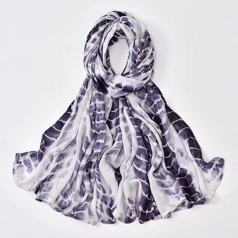 Stripe Printing Dyeing Rayon Hijab Scarf Cotton Muslim Hijabs Shawls Women Long Wraps Soft Muslim Female Islim Turban 250424