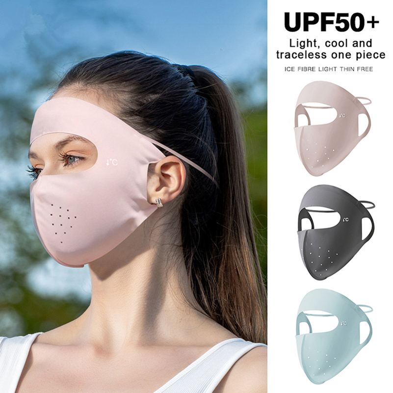 Sunscreen Mask Traceless Women Facekini Ice Silk Anti-ultraviolet Summer Breathable Thin Cover Whole Face UV Protection Mask 250424