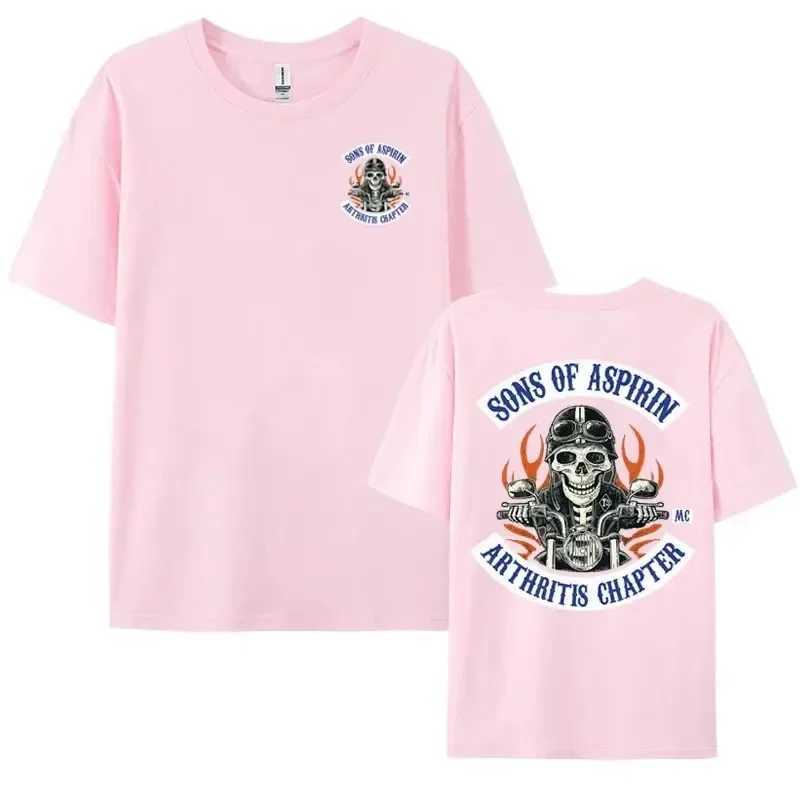 Interesting Motorcycle Rider Skull Printed T-shirt for Mens Summer 100% Cotton Fashion Gothic T-shirt Retro Cool Y2k Casual T-shirt W250425