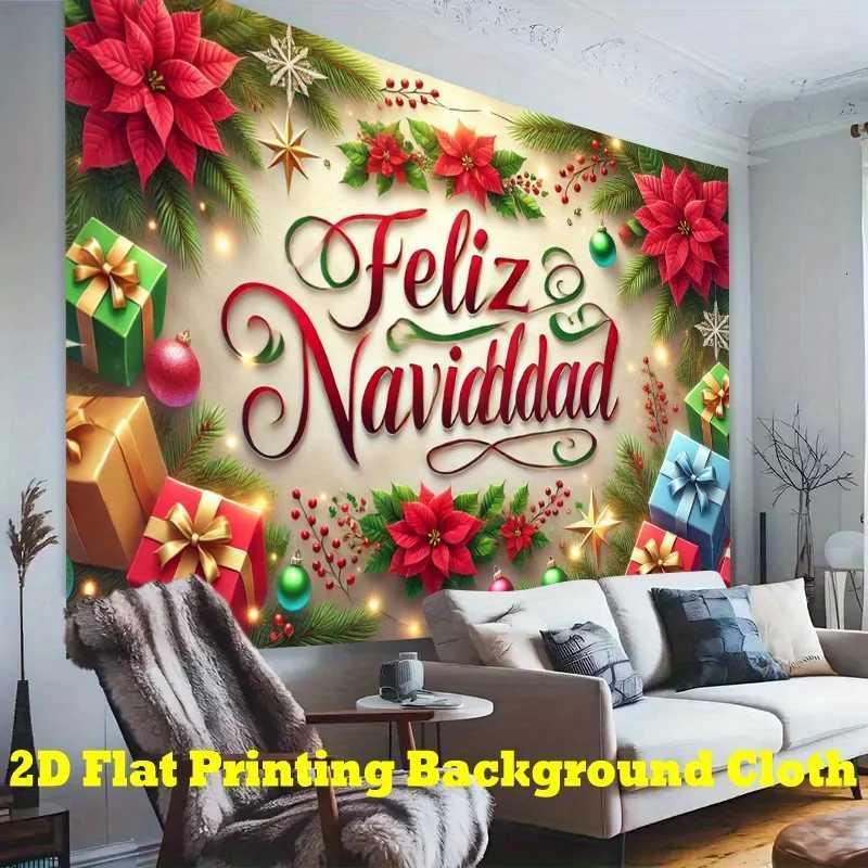 VIKAMA Christmas Tapestry Home Living Room Backdrop Wall Hanging Christmas Party Cross-Cultural Holiday Decor Room AccentM251125