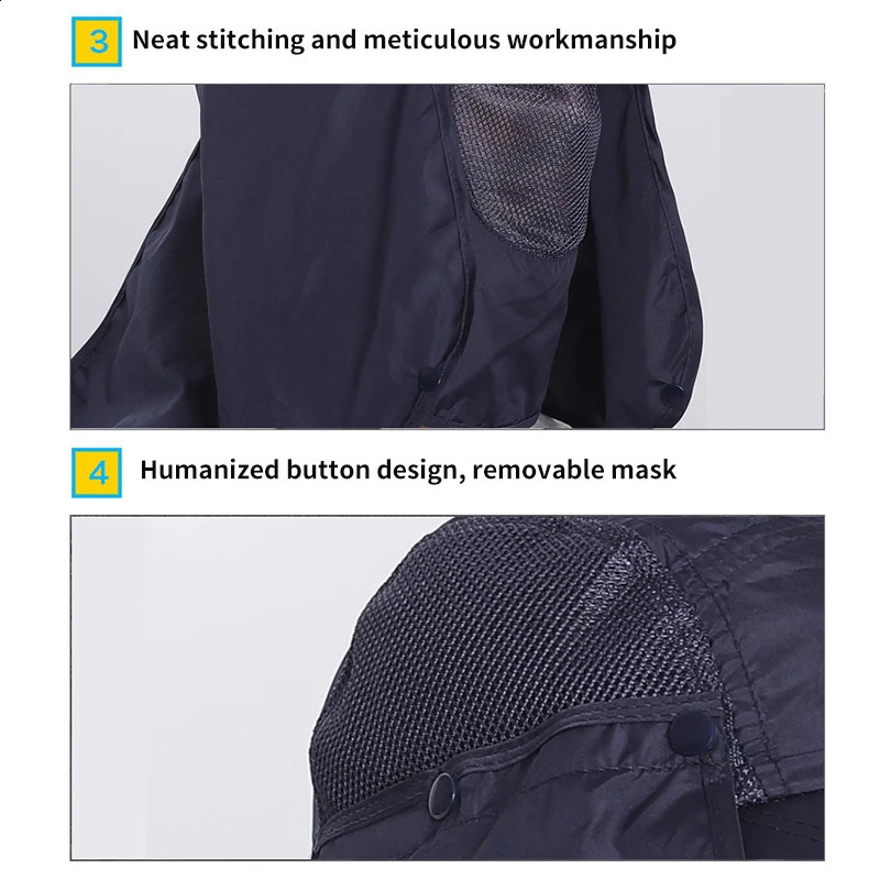 Summer Fishing Hat Outdoor Quick Drying Sun Protection Hat Breathable Face Neck Cover 360° Visor Hiking Fishing Cap 250424