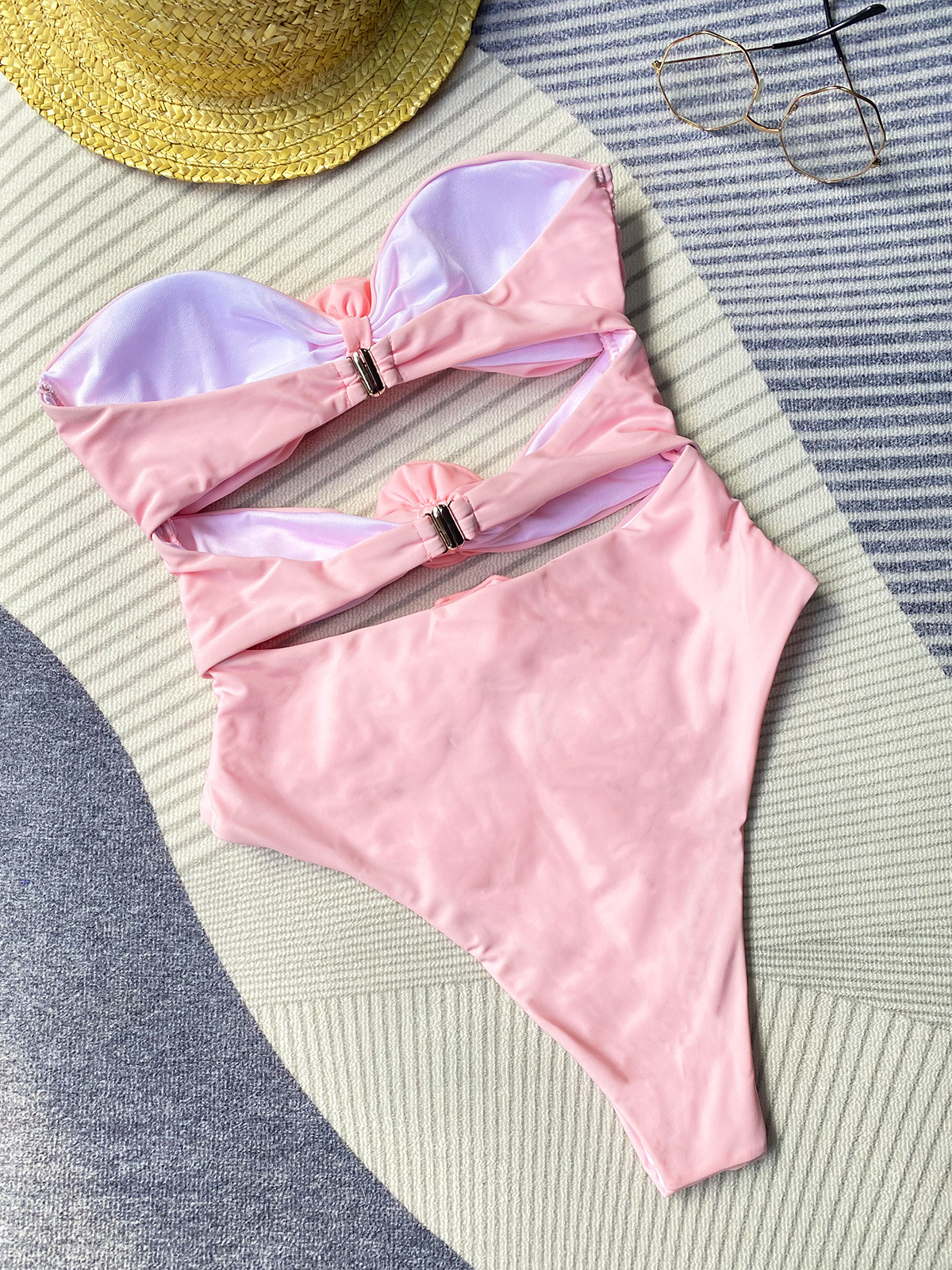 2025 Designer's New One-piece Bikini Swimsuit Luxury 3D Three-dimensional Flower Hollow Women's Beach Wear Gathering High Waist One-piece Sw