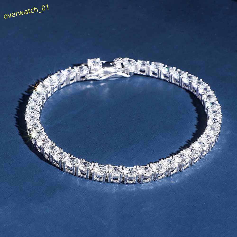 Qianjian Jewelry 3mm Moissanite Tennis Bracelet 925 Sterling Silver Moissanite Tennis Link Chains Bracelet Moissanite