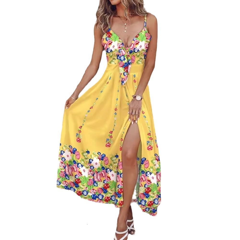 2024 Summer New Lace up Flower Sexy Sling Dress for Women