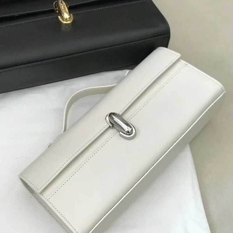 Savette brand symmetrical Pochette leather small square bag rectangular bagel bag handbag womens simple handbag W250421