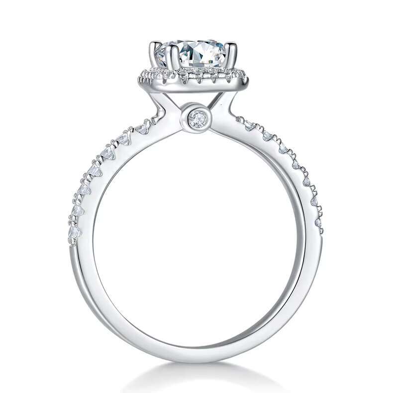 Moissanite Jewelry Vendors Promise 925 Sterling Silver Rectangle 1ct Moissanite Ring With Gra Certificate