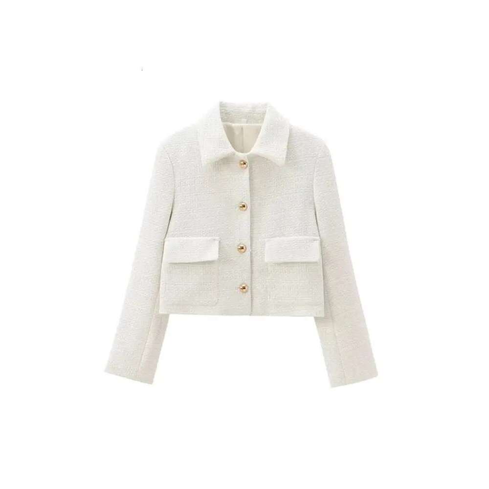 TRZA Women Fashion With Pockets Tweed Jacket Coat And High Waist Side Zipper Mini Skirt Female Two Piece Sets Mujer