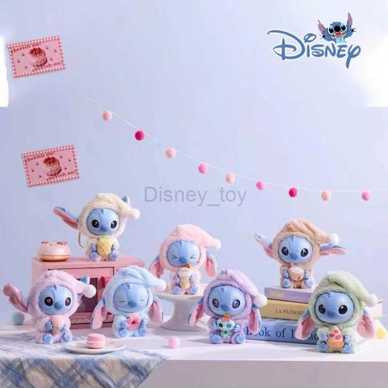 Disney New Disney Sewing Eating Blind Box Sleep Series Vinyl Blind Box Pendant Cute Lilo Stitch Doll Mystery Box Toy Plush Holiday Gift Y250425