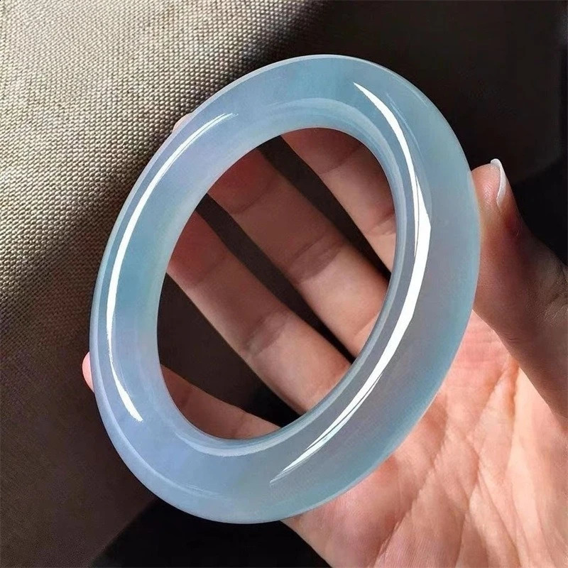 Ice Seed Jade Bracelet Blue Water Fat Round Bracelet Womens Sky Blue Frozen Sky Blue jade bracelet bangle bangles for women 250424