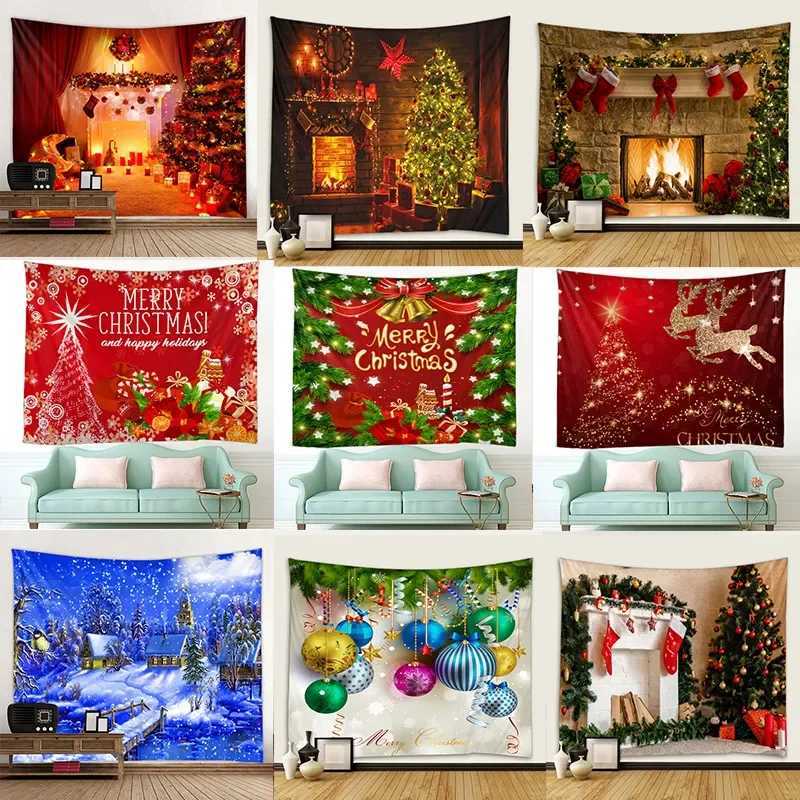Christmas Tapestry Festive Decor Home Living Room Bedroom Background Garden Posters for Outside Large Wall Hanging Beach TowelM251125