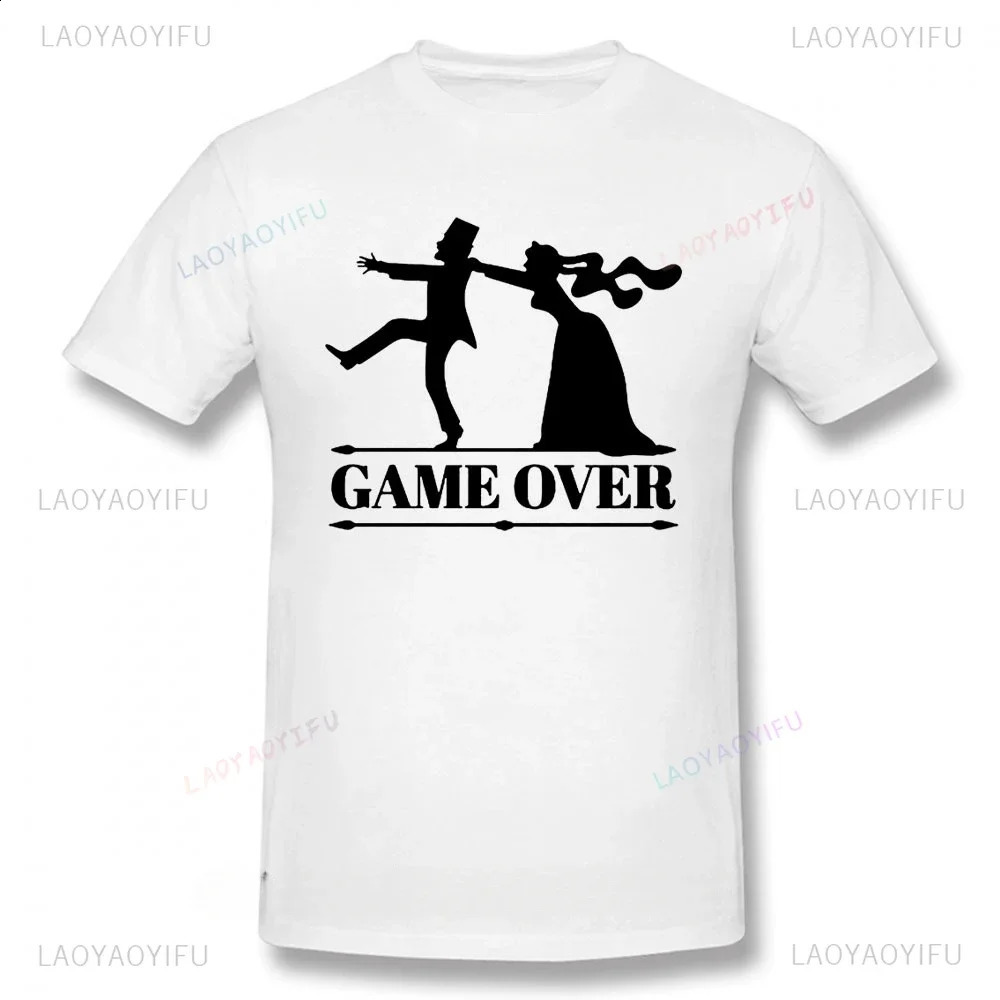 Sales Games Bridal and Groom T-shirt Funny Printing Singles Party T-shirt Summer Short Sleeve Fashion Casual Harajuku Mens T-shirt 250423
