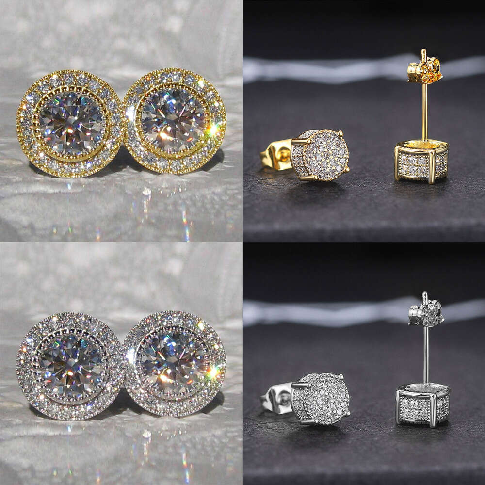 luxury round designer earrings for women moissanite cz zircon circle hollow design earring ear rings earings jewelry birthday valentines day gift