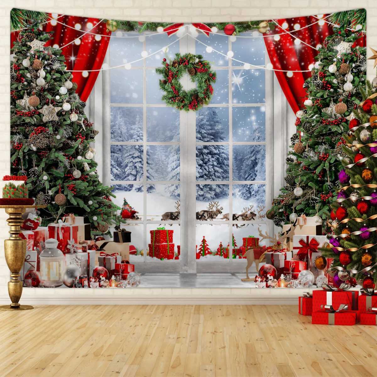 1pc Christmas tapestry Christmas tree snow scene photography background cloth event decoration background poster tapestryM251125
