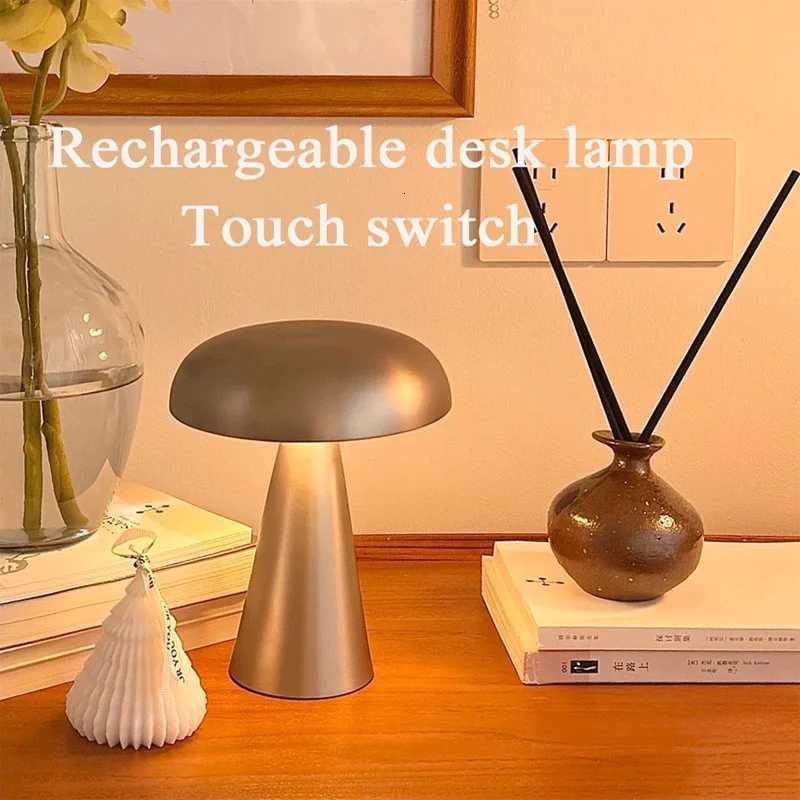 LED Table Lamp Retro Mushroom Touch Sensor Bedside Lamp Rechargeable Reading Lights For Bedroom Restaurant Bar Decor LightingM251125